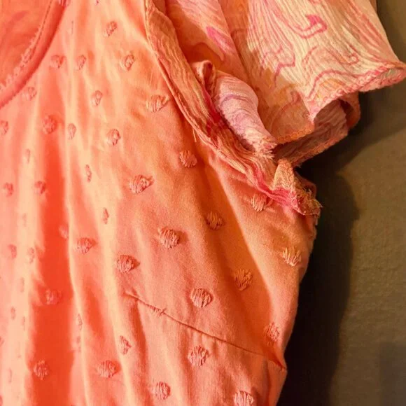 LoveShackFancy Coral Pink Swiss Dot Babydoll Mini Dress Size 8 Cottagecore - Picture 4 of 11